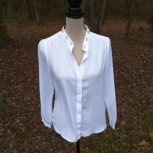 Michael Kors Long Sleeve Wt Blouse, Gold Grommet